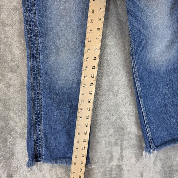 Levi's Jeans Womens 28 Blue Denim Cropped Straight Raw Hem Frayed Stretch Y6867 - Picture 4 of 11